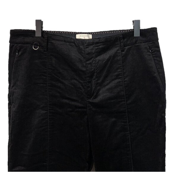 Anthropologie Essential Slim Crop Black Velvet Trouser Pants Size 12 - Picture 2 of 5